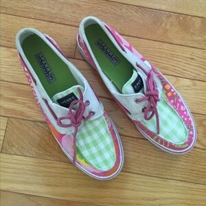 Sperry Multicolor Floral & Gingham Boat Shoes in Pink, Green